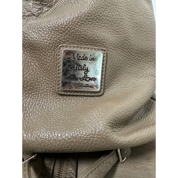Valentina Made in Italy Sling Pebbled Leather Backpack Bag In Taupe‎ main image 6